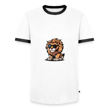 Löwe Cool Tier - Männer Kontrast-T-Shirt - Weiß/Schwarz - Vorne - AI Model Female 172 light (172cm) & AI Model Male 178 dark (178cm)