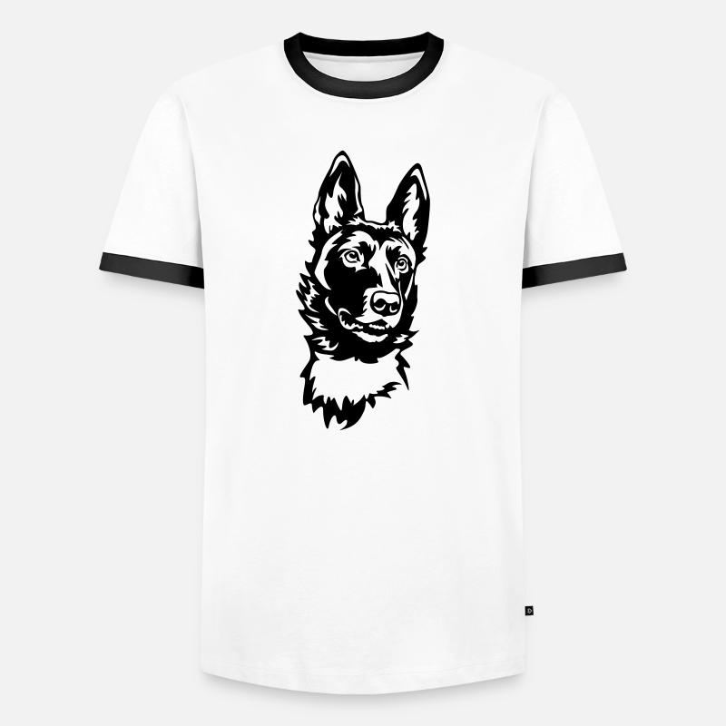 Malinois Kopf - Männer Kontrast-T-Shirt - Weiß/Schwarz