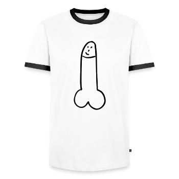 penis - Männer Kontrast-T-Shirt - Weiß/Schwarz - Vorne - AI Model Female 172 light (172cm) & AI Model Male 178 dark (178cm)