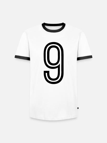 Rückennummer 9 - Männer Kontrast-T-Shirt - Weiß/Schwarz