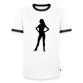 Frau Körper Silhouette Vektor-Design - Männer Kontrast-T-Shirt - Weiß/Schwarz - Vorne - AI Model Female 172 light (172cm) & AI Model Male 178 dark (178cm)