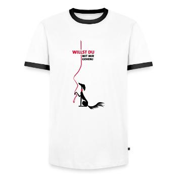 voulez-vous? - T-shirt contrasté Homme - blanc/noir - Devant - AI Model Female 172 light (172cm) & AI Model Male 178 dark (178cm)