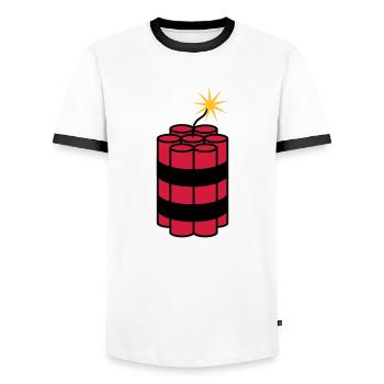 lit tnt dynamite explode explosion spre - Men's Ringer Shirt - white/black - Front - AI Model Female 172 light (172cm) & AI Model Male 178 dark (178cm)