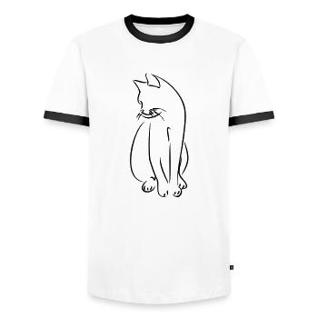 Cat cats kitty outline 1c - Men's Ringer Shirt - white/black - Front - AI Model Female 172 light (172cm) & AI Model Male 178 dark (178cm)