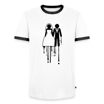 couleur goutte à goutte graffiti couple d’alliance robe équipe - T-shirt contrasté Homme - blanc/noir - Devant - AI Model Female 172 light (172cm) & AI Model Male 178 dark (178cm)
