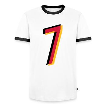 7 Number Germany jersey number black red gold - Men's Ringer Shirt - white/black - Front - AI Model Female 172 light (172cm) & AI Model Male 178 dark (178cm)
