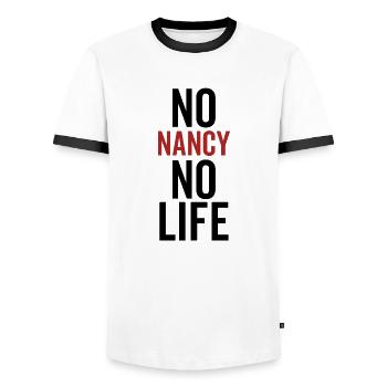 Nein Nancy Kein Leben - Männer Kontrast-T-Shirt - Weiß/Schwarz - Vorne - AI Model Female 172 light (172cm) & AI Model Male 178 dark (178cm)