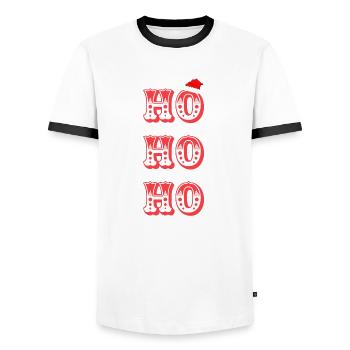 Ho Ho Ho - Men's Ringer Shirt - white/black - Front - AI Model Female 172 light (172cm) & AI Model Male 178 dark (178cm)