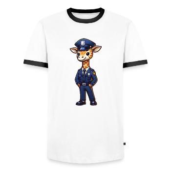 Cute Giraffe Police Officer - Men's Ringer Shirt - white/black - Front - AI Model Female 172 light (172cm) & AI Model Male 178 dark (178cm)