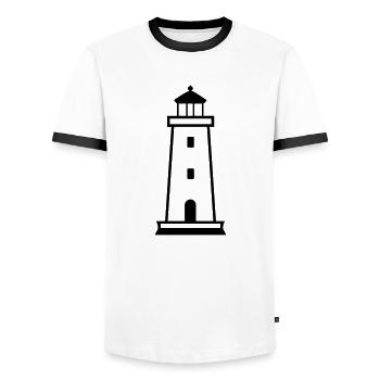 Lighthouse - Men's Ringer Shirt - white/black - Front - AI Model Female 172 light (172cm) & AI Model Male 178 dark (178cm)
