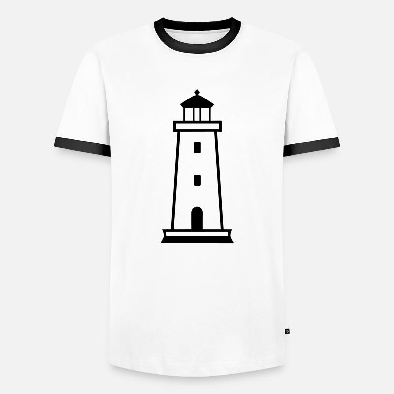 Leuchtturm - Männer Kontrast-T-Shirt - Weiß/Schwarz