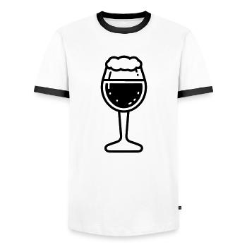 Bière - T-shirt contrasté Homme - blanc/noir - Devant - AI Model Female 172 light (172cm) & AI Model Male 178 dark (178cm)