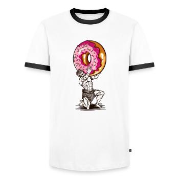 Statue Donut - T-shirt contrasté Homme - blanc/noir - Devant - AI Model Female 172 light (172cm) & AI Model Male 178 dark (178cm)