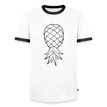 Ananas auf dem Kopf gedreht - Männer Kontrast-T-Shirt - Weiß/Schwarz - Vorne - AI Model Female 172 light (172cm) & AI Model Male 178 dark (178cm)