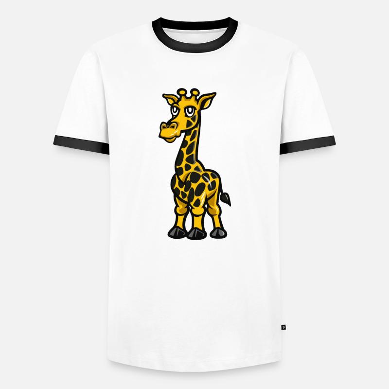 Giraffe Comic - Männer Kontrast-T-Shirt - Weiß/Schwarz