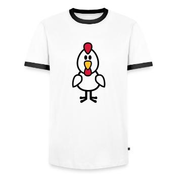 Poule - T-shirt contrasté Homme - blanc/noir - Devant - AI Model Female 172 light (172cm) & AI Model Male 178 dark (178cm)