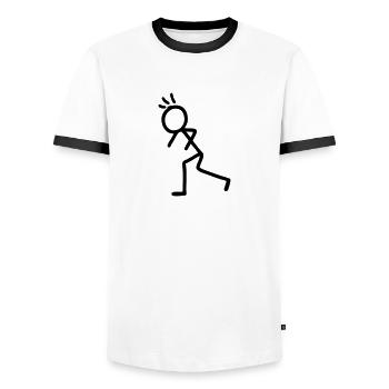 Stick figure - run - Men's Ringer Shirt - white/black - Front - AI Model Female 172 light (172cm) & AI Model Male 178 dark (178cm)