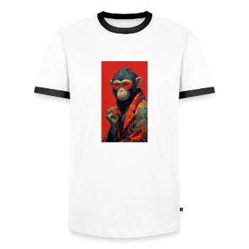 Vermillion Ape - T-shirt contrasté Homme - blanc/noir - Devant - AI Model Female 172 light (172cm) & AI Model Male 178 dark (178cm)