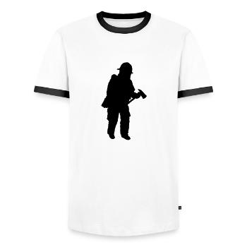 fireman - Men's Ringer Shirt - white/black - Front - AI Model Female 172 light (172cm) & AI Model Male 178 dark (178cm)