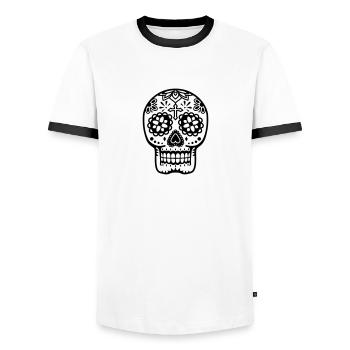 Tête de mort - T-shirt contrasté Homme - blanc/noir - Devant - AI Model Female 172 light (172cm) & AI Model Male 178 dark (178cm)