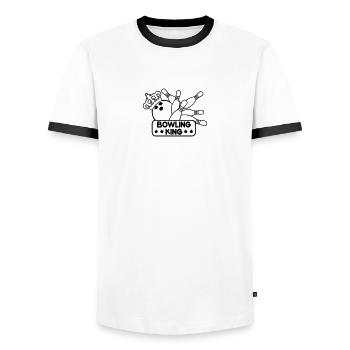 best crown king king text field area bowling pins - Men's Ringer Shirt - white/black - Front - AI Model Female 172 light (172cm) & AI Model Male 178 dark (178cm)