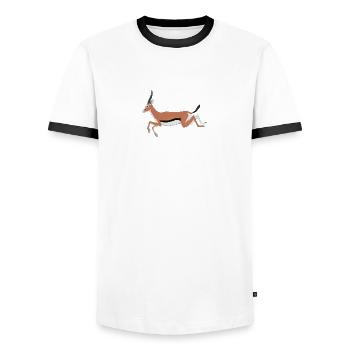 antilope antelope impala hartebeest kudu oryx papa - Männer Kontrast-T-Shirt - Weiß/Schwarz - Vorne - AI Model Female 172 light (172cm) & AI Model Male 178 dark (178cm)