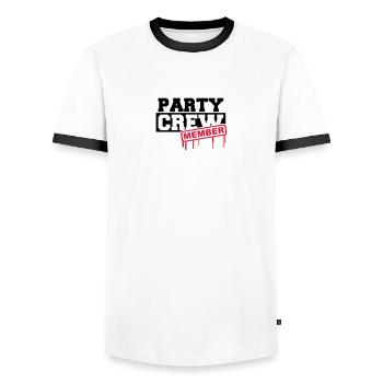 Party Crew Member - T-shirt contrasté Homme - blanc/noir - Devant - AI Model Female 172 light (172cm) & AI Model Male 178 dark (178cm)