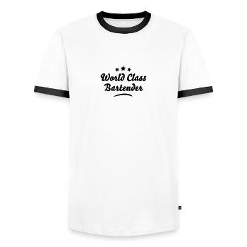 world class bartender stars - Men's Ringer Shirt - white/black - Front - AI Model Female 172 light (172cm) & AI Model Male 178 dark (178cm)
