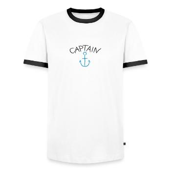 Captain Anchor Comic Logo - Men's Ringer Shirt - white/black - Front - AI Model Female 172 light (172cm) & AI Model Male 178 dark (178cm)