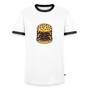 conception haute multiple hamburger cool hamburger - T-shirt contrasté Homme - blanc/noir - Devant - AI Model Female 172 light (172cm) & AI Model Male 178 dark (178cm)