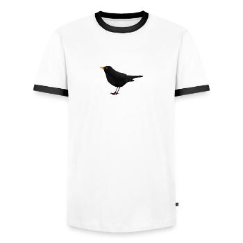 Bir d179 - Men's Ringer Shirt - white/black - Front - AI Model Female 172 light (172cm) & AI Model Male 178 dark (178cm)
