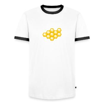 bie 45 - T-shirt contrasté Homme - blanc/noir - Devant - AI Model Female 172 light (172cm) & AI Model Male 178 dark (178cm)