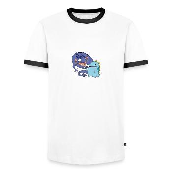 Derpy Dragons - T-shirt contrasté Homme - blanc/noir - Devant - AI Model Female 172 light (172cm) & AI Model Male 178 dark (178cm)