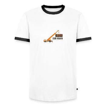Sei der Kran - Männer Kontrast-T-Shirt - Weiß/Schwarz - Vorne - AI Model Female 172 light (172cm) & AI Model Male 178 dark (178cm)