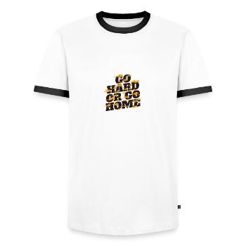 Basketball Go Hard ou Go. Proverbes. drôle - T-shirt contrasté Homme - blanc/noir - Devant - AI Model Female 172 light (172cm) & AI Model Male 178 dark (178cm)
