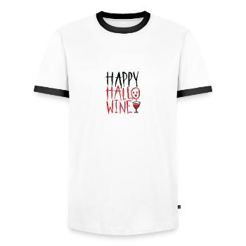 Halloween. Wein. Partynacht. Oktober. Monster.Hexe - Männer Kontrast-T-Shirt - Weiß/Schwarz - Vorne - AI Model Female 172 light (172cm) & AI Model Male 178 dark (178cm)