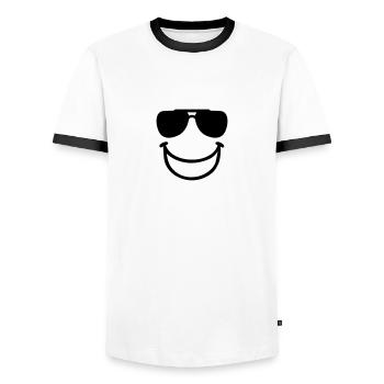Smiley - T-shirt contrasté Homme - blanc/noir - Devant - AI Model Female 172 light (172cm) & AI Model Male 178 dark (178cm)