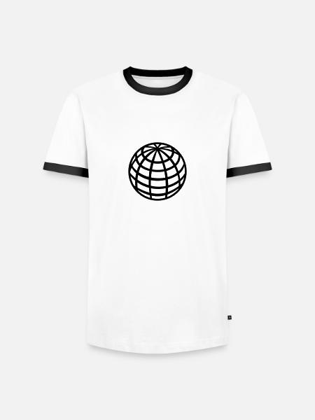 Globus - Männer Kontrast-T-Shirt - Weiß/Schwarz