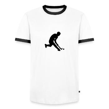 herrenhockey_1c - T-shirt contrasté Homme - blanc/noir - Devant - AI Model Female 172 light (172cm) & AI Model Male 178 dark (178cm)