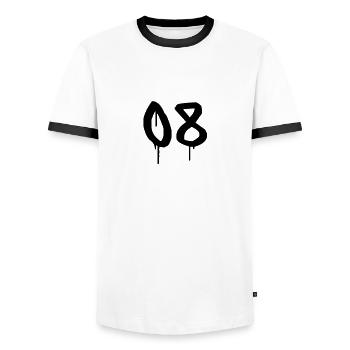 Tag : 08 - Männer Kontrast-T-Shirt - Weiß/Schwarz - Vorne - AI Model Female 172 light (172cm) & AI Model Male 178 dark (178cm)