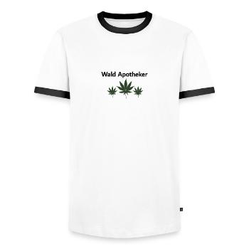 Woodland - Apothecary Cappy Shirt Mug Hoodie Bag - Men's Ringer Shirt - white/black - Front - AI Model Female 172 light (172cm) & AI Model Male 178 dark (178cm)