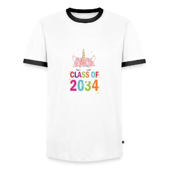 Cute Unicorn First School Class 2034 Grow - Men's Ringer Shirt - white/black - Front - AI Model Female 172 light (172cm) & AI Model Male 178 dark (178cm)