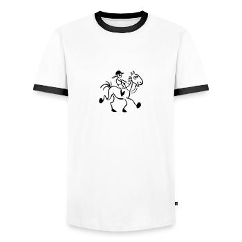 Horseback Riding - Men's Ringer Shirt - white/black - Front - AI Model Female 172 light (172cm) & AI Model Male 178 dark (178cm)