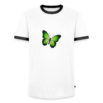 butterfly butterfly silhouette garden gardenin - Men's Ringer Shirt - white/black - Front - AI Model Female 172 light (172cm) & AI Model Male 178 dark (178cm)