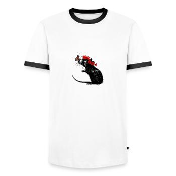 Baisers de papillon : Rat avec papillon - T-shirt contrasté Homme - blanc/noir - Devant - AI Model Female 172 light (172cm) & AI Model Male 178 dark (178cm)