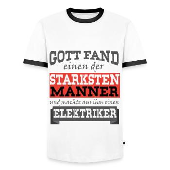 Elektriker - Coole deutsche Elektro-Geschenkidee - Männer Kontrast-T-Shirt - Weiß/Schwarz - Vorne - AI Model Female 172 light (172cm) & AI Model Male 178 dark (178cm)