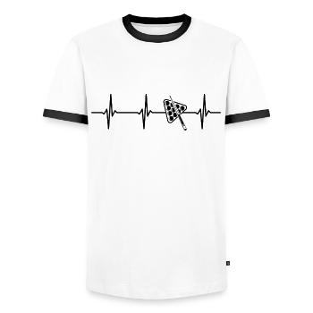 Billiards Pool Player Heartbeat - Men's Ringer Shirt - white/black - Front - AI Model Female 172 light (172cm) & AI Model Male 178 dark (178cm)