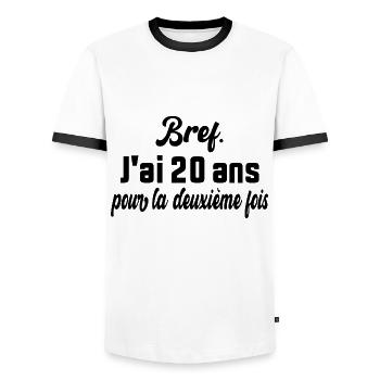 Bref J'ai 20 ans Pour La Deuxième Fois - T-shirt contrasté Homme - blanc/noir - Devant - AI Model Female 172 light (172cm) & AI Model Male 178 dark (178cm)