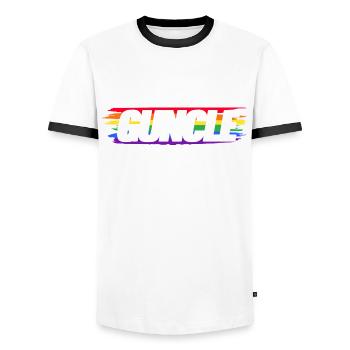 Guncle LGBTQ Schwuler Onkel Geschenk - Männer Kontrast-T-Shirt - Weiß/Schwarz - Vorne - AI Model Female 172 light (172cm) & AI Model Male 178 dark (178cm)