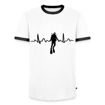 Taucher-Herzkurve - Männer Kontrast-T-Shirt - Weiß/Schwarz - Vorne - AI Model Female 172 light (172cm) & AI Model Male 178 dark (178cm)